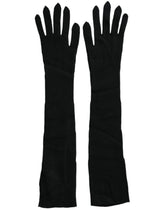 Black Cashmere Knitted Elbow Length Gloves